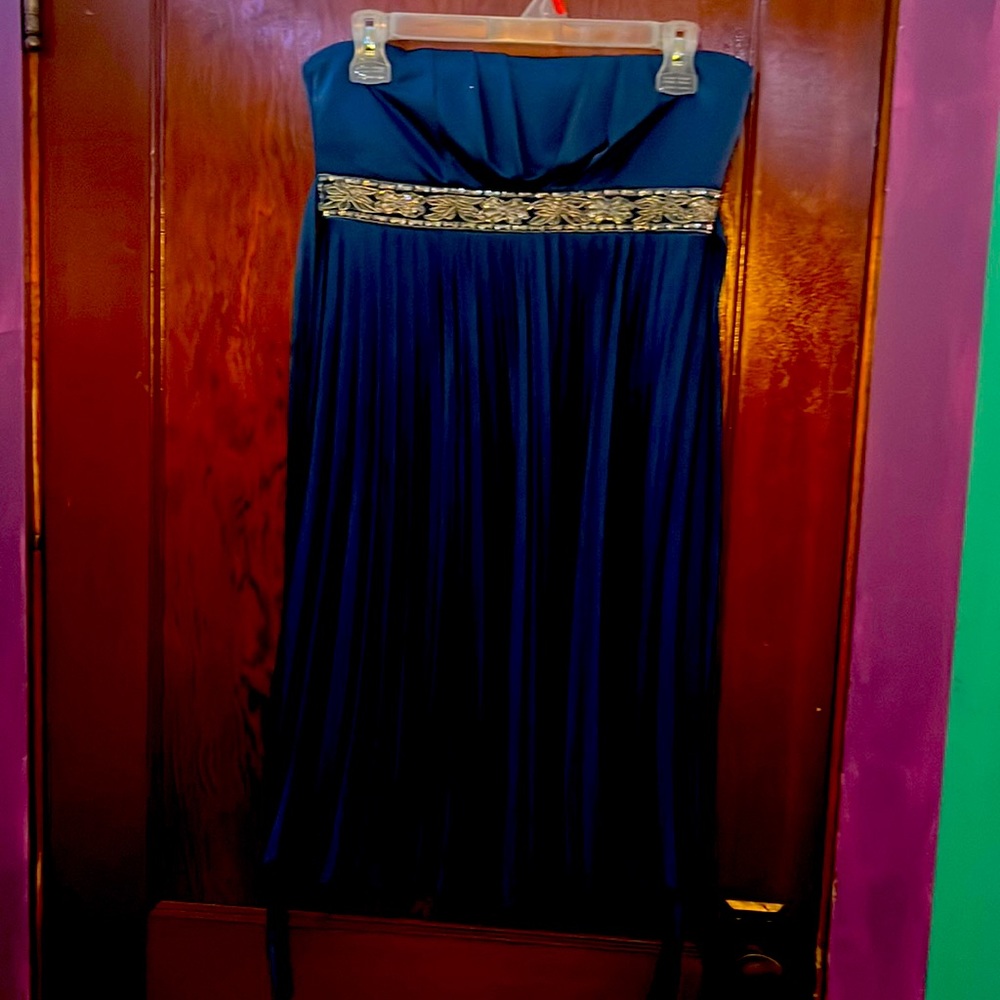 Speechless Navy Blue Strapless Dress